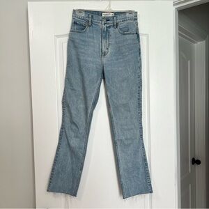 Abercrombie & Fitch The 90s Ultra High Rise Slim Straight Raw Hem Jeans
